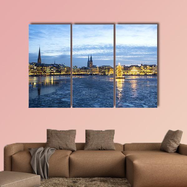 The Hamburg Alster Lake Canvas Wall Art-3 Horizontal-Gallery Wrap-25" x 16"-Tiaracle