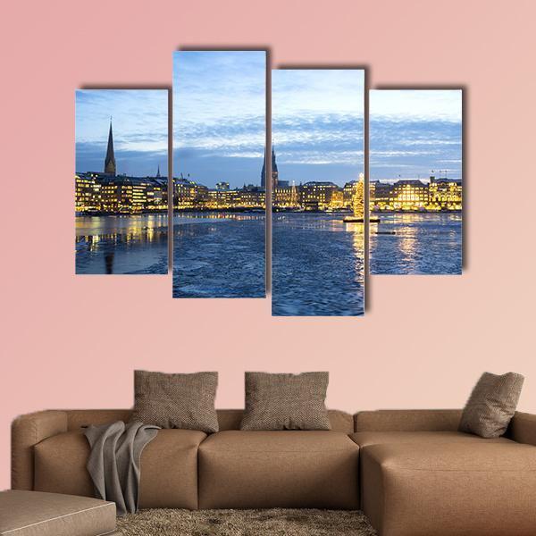 The Hamburg Alster Lake Canvas Wall Art-4 Pop-Gallery Wrap-50" x 32"-Tiaracle