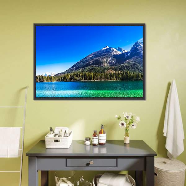 The Hintersee Lake Canvas Wall Art-1 Piece-Floating Frame-24" x 16"-Tiaracle