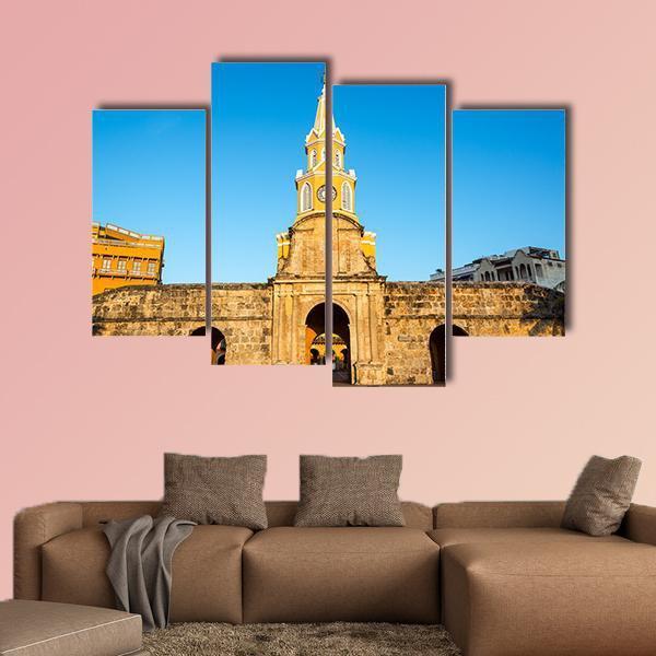 Historic Clock Tower Gate Colombia Canvas Wall Art-4 Pop-Gallery Wrap-50" x 32"-Tiaracle