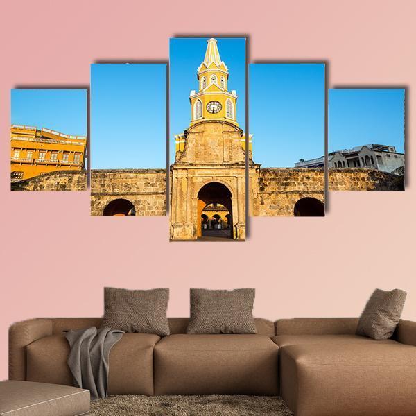 Historic Clock Tower Gate Colombia Canvas Wall Art-5 Star-Gallery Wrap-62" x 32"-Tiaracle