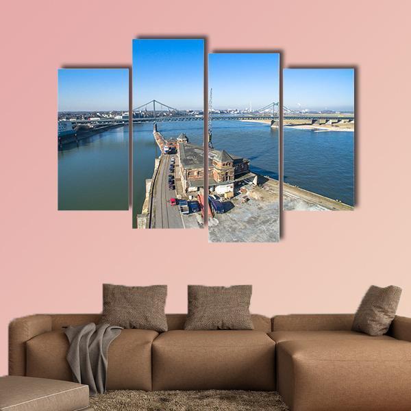 Historic Harbour Of Krefeld Canvas Wall Art-4 Pop-Gallery Wrap-50" x 32"-Tiaracle
