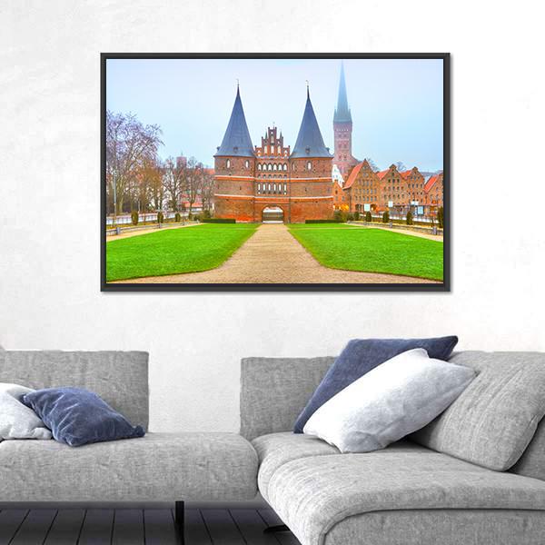 The Holstein Gate Lubeck Canvas Wall Art-1 Piece-Floating Frame-24" x 16"-Tiaracle