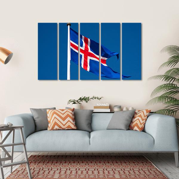 The Icelandic Flag Canvas Wall Art-5 Horizontal-Gallery Wrap-22" x 12"-Tiaracle