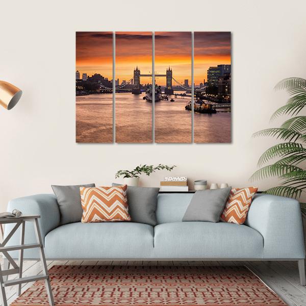 The Iconic Tower Bridge London Canvas Wall Art-4 Horizontal-Gallery Wrap-34" x 24"-Tiaracle