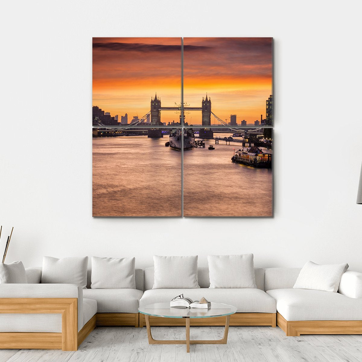 The Iconic Tower Bridge London Canvas Wall Art-4 Square-Gallery Wrap-17" x 17"-Tiaracle