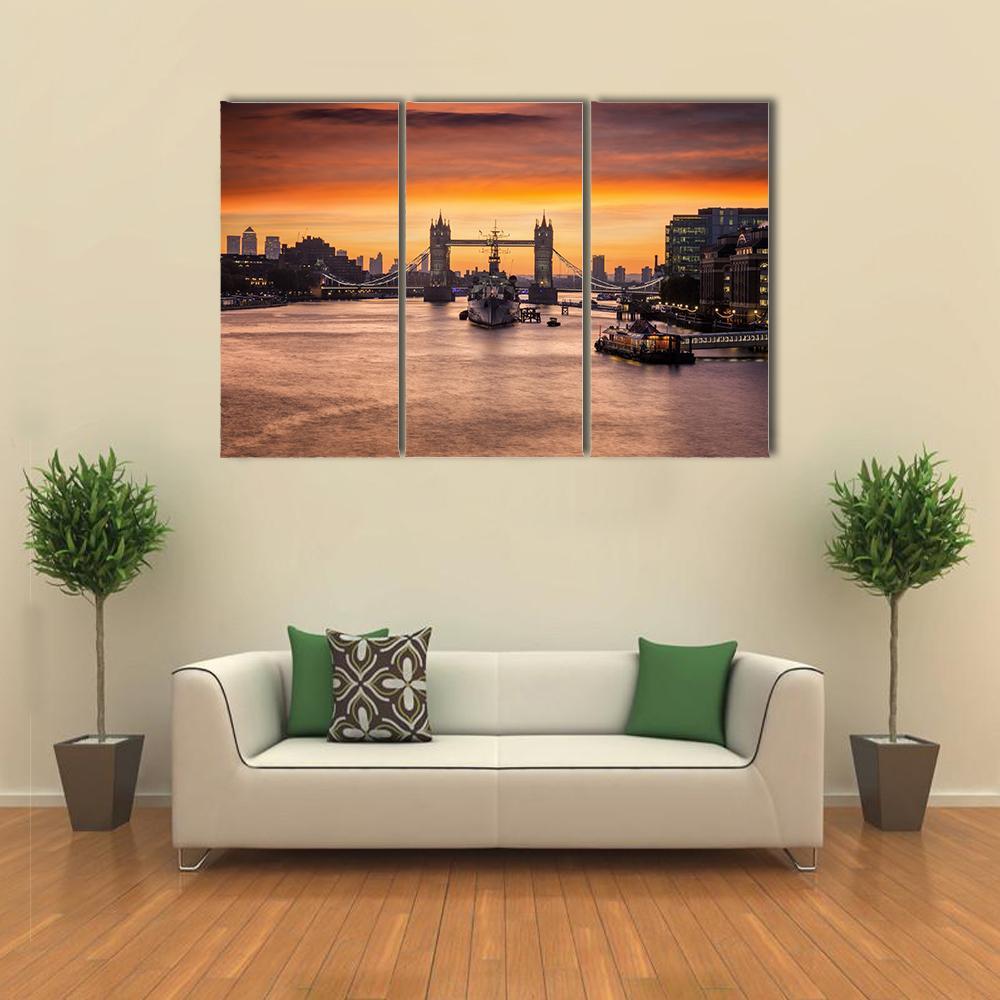 The Iconic Tower Bridge London Canvas Wall Art-3 Horizontal-Gallery Wrap-37" x 24"-Tiaracle