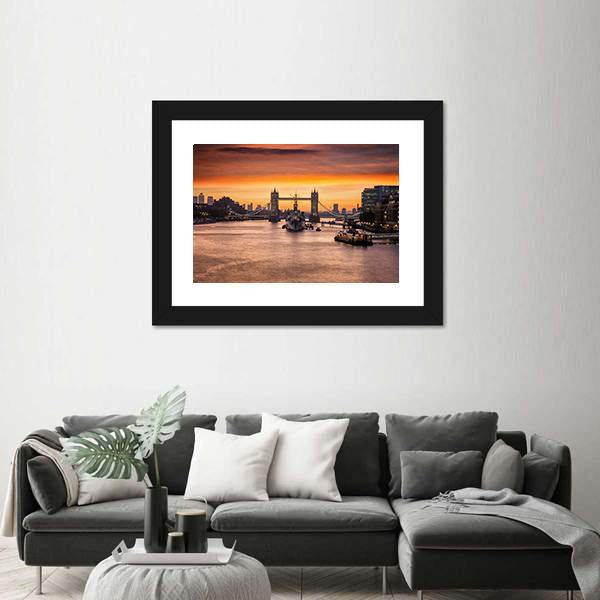 The Iconic Tower Bridge London Canvas Wall Art-1 Piece-Framed Print-20" x 16"-Tiaracle