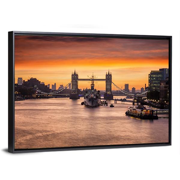 The Iconic Tower Bridge London Canvas Wall Art-3 Horizontal-Gallery Wrap-25" x 16"-Tiaracle