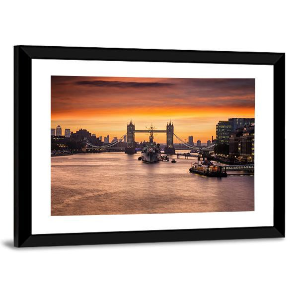 The Iconic Tower Bridge London Canvas Wall Art-5 Horizontal-Gallery Wrap-22" x 12"-Tiaracle