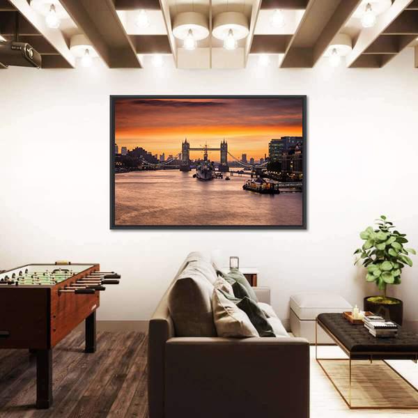 The Iconic Tower Bridge London Panoramic Canvas Wall Art-1 Piece-36" x 12"-Tiaracle
