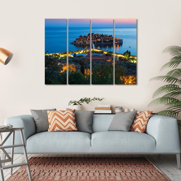 The Island Of Sveti Stefan Canvas Wall Art-4 Horizontal-Gallery Wrap-34" x 24"-Tiaracle