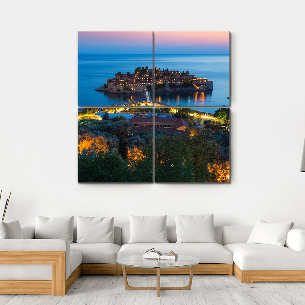 The Island Of Sveti Stefan Canvas Wall Art-4 Square-Gallery Wrap-17" x 17"-Tiaracle