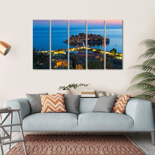 The Island Of Sveti Stefan Canvas Wall Art-5 Horizontal-Gallery Wrap-22" x 12"-Tiaracle