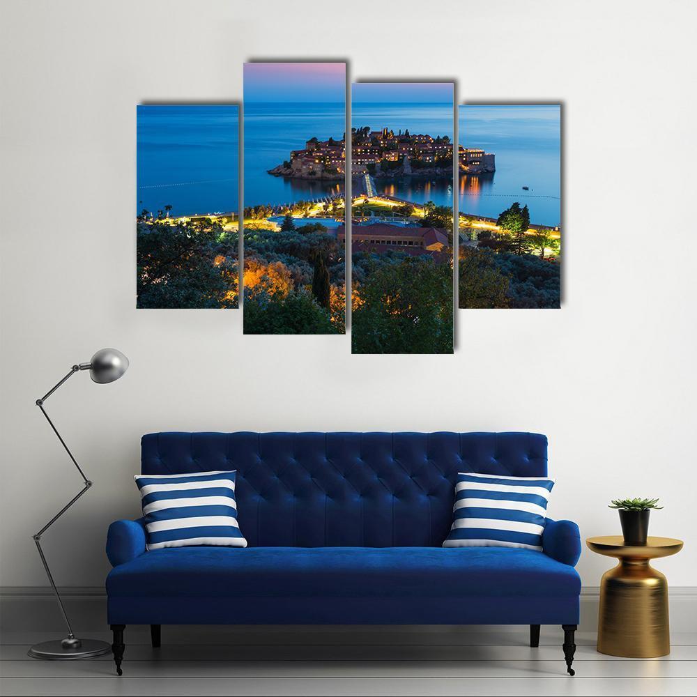 The Island Of Sveti Stefan Canvas Wall Art-4 Pop-Gallery Wrap-50" x 32"-Tiaracle