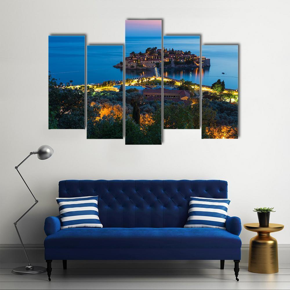 The Island Of Sveti Stefan Canvas Wall Art-5 Pop-Gallery Wrap-47" x 32"-Tiaracle