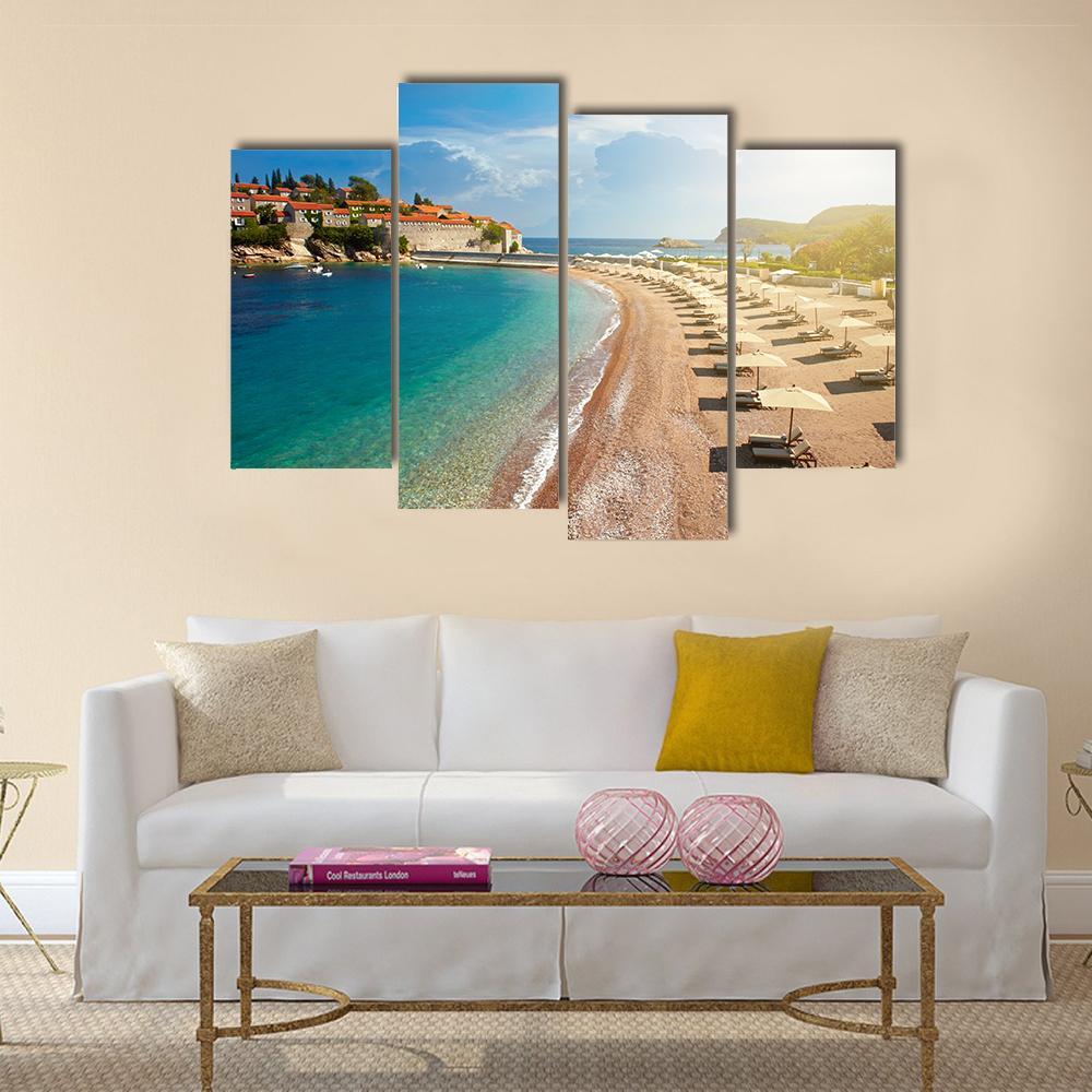 The Sveti Stefan Island Canvas Wall Art-4 Pop-Gallery Wrap-50" x 32"-Tiaracle