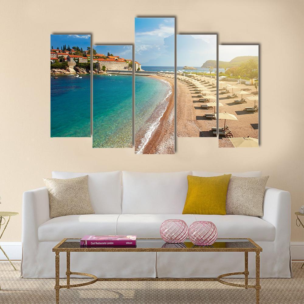 The Sveti Stefan Island Canvas Wall Art-5 Pop-Gallery Wrap-47" x 32"-Tiaracle