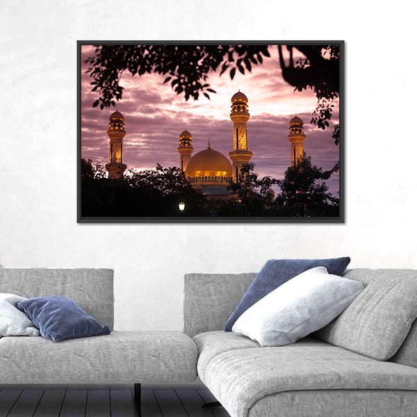 The Jame Asr Canvas Wall Art-1 Piece-Floating Frame-24" x 16"-Tiaracle