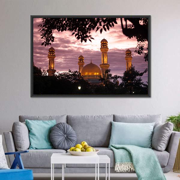 The Jame Asr Panoramic Canvas Wall Art-1 Piece-36" x 12"-Tiaracle
