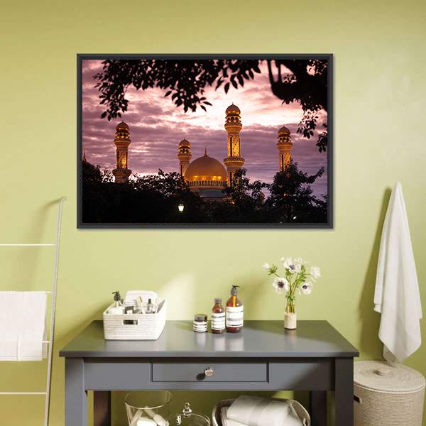 The Jame Asr Panoramic Canvas Wall Art-1 Piece-36" x 12"-Tiaracle