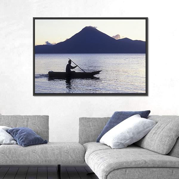 The Lake Atitlan Canvas Wall Art-1 Piece-Floating Frame-24" x 16"-Tiaracle
