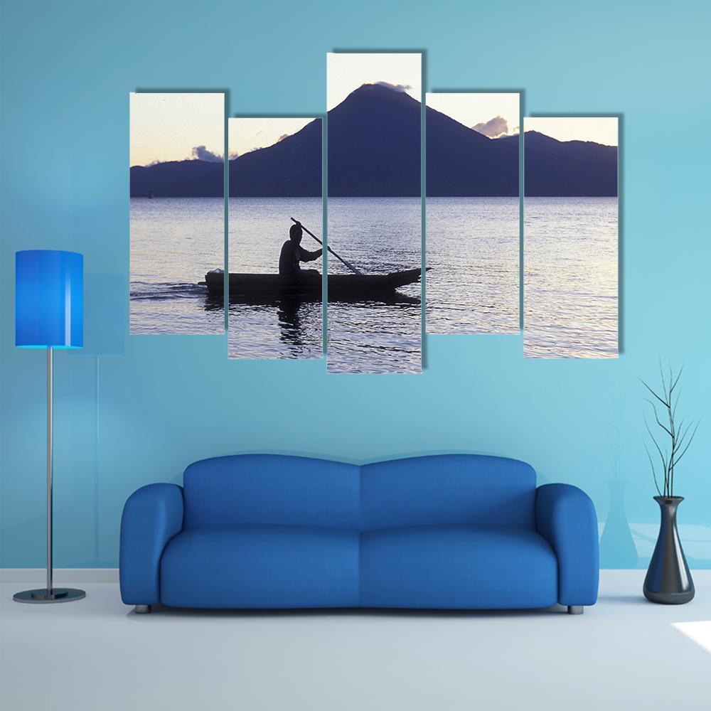 The Lake Atitlan Canvas Wall Art-5 Pop-Gallery Wrap-47" x 32"-Tiaracle