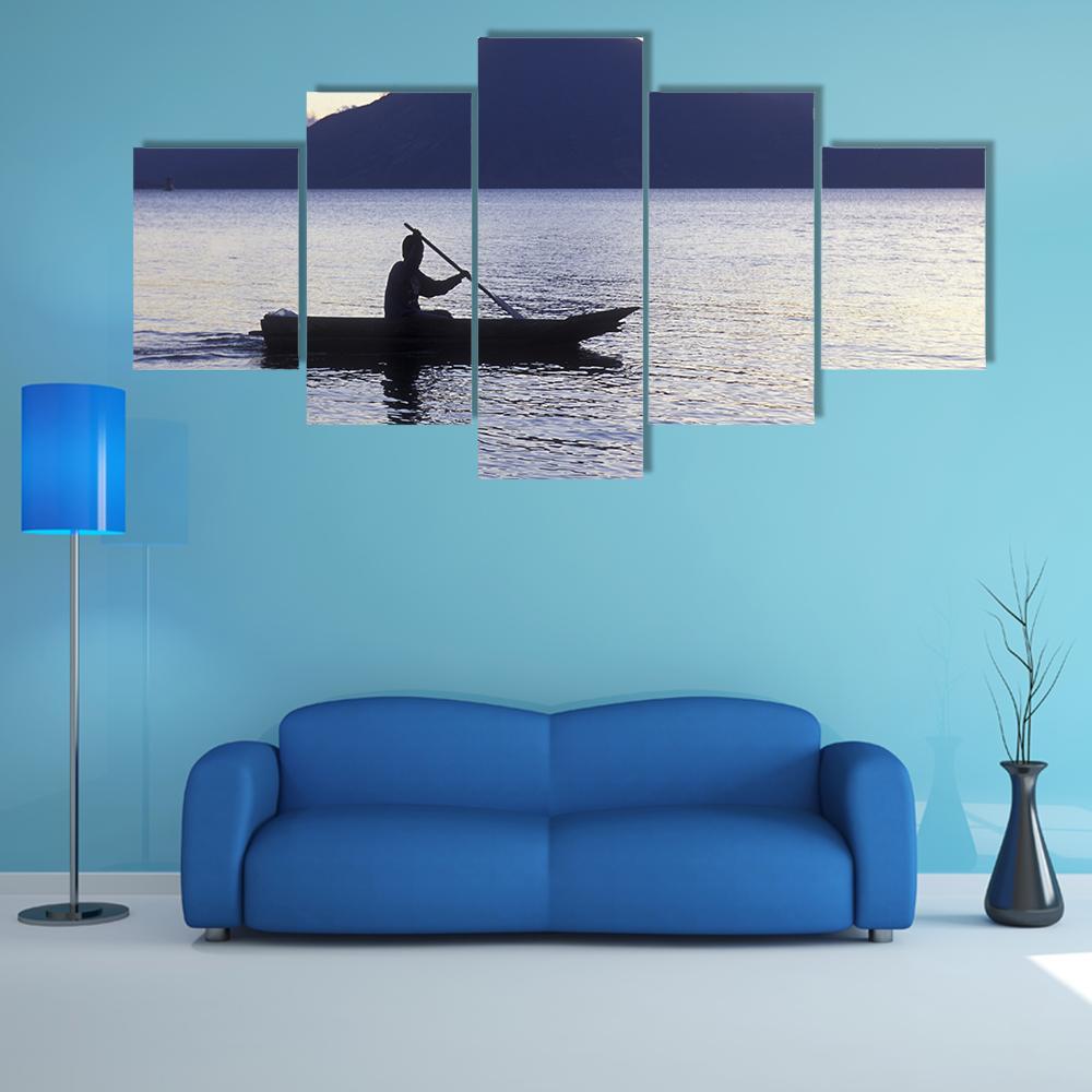 The Lake Atitlan Canvas Wall Art-5 Star-Gallery Wrap-62" x 32"-Tiaracle