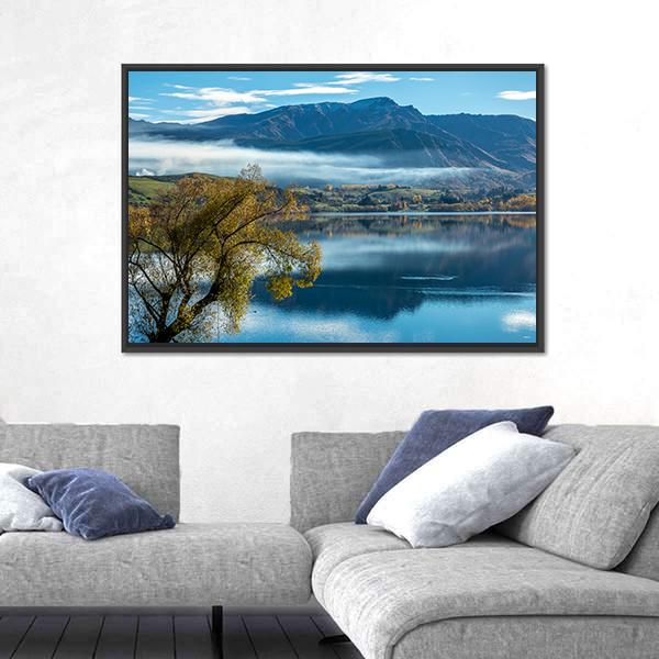 The lake Hayes Canvas Wall Art-1 Piece-Floating Frame-24" x 16"-Tiaracle