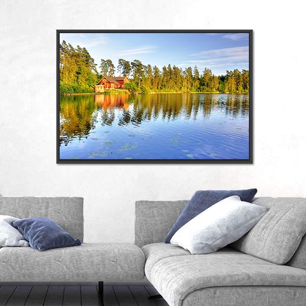 The Lake House Canvas Wall Art-1 Piece-Floating Frame-24" x 16"-Tiaracle