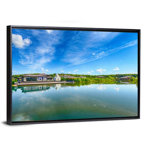The Lake On A Summer Day Canvas Wall Art-3 Horizontal-Gallery Wrap-25" x 16"-Tiaracle