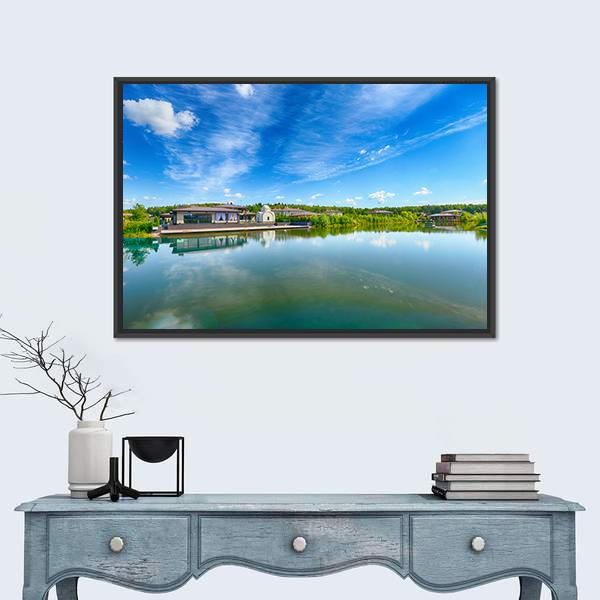 The Lake On A Summer Day Canvas Wall Art-3 Horizontal-Gallery Wrap-25" x 16"-Tiaracle