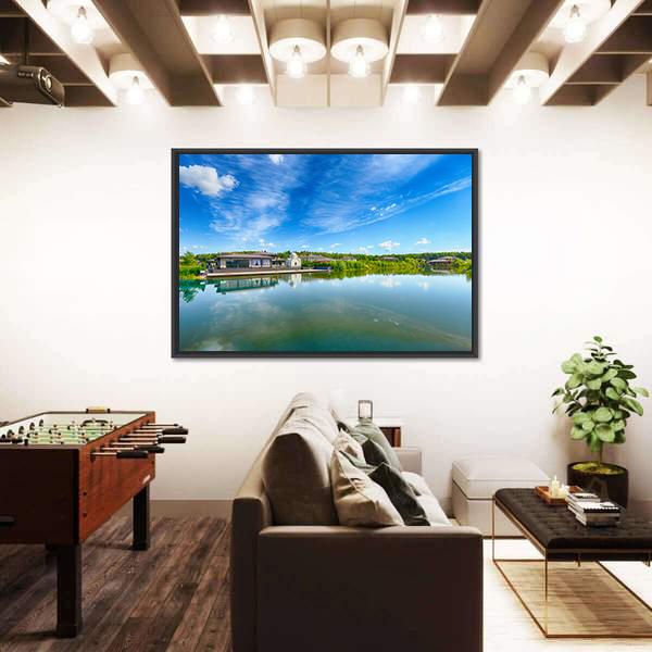 The Lake On A Summer Day Canvas Wall Art-3 Horizontal-Gallery Wrap-25" x 16"-Tiaracle