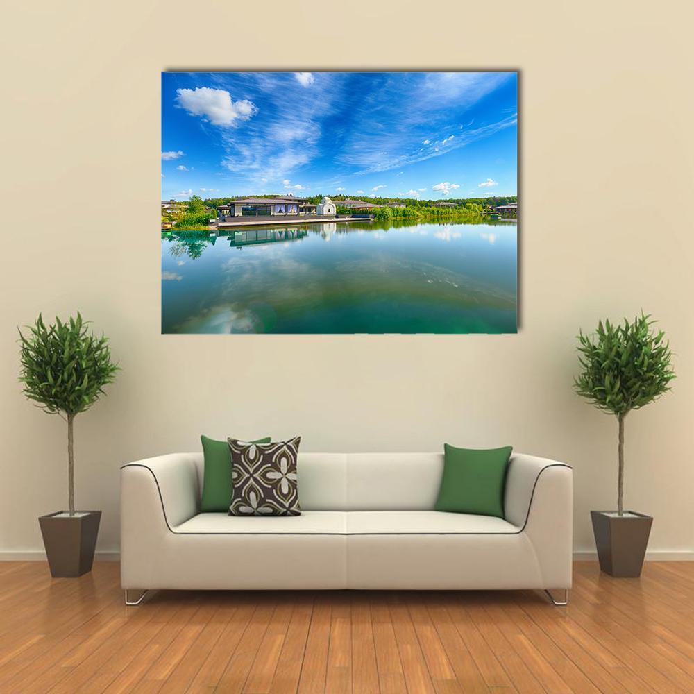 The Lake On A Summer Day Canvas Wall Art-1 Piece-Gallery Wrap-48" x 32"-Tiaracle