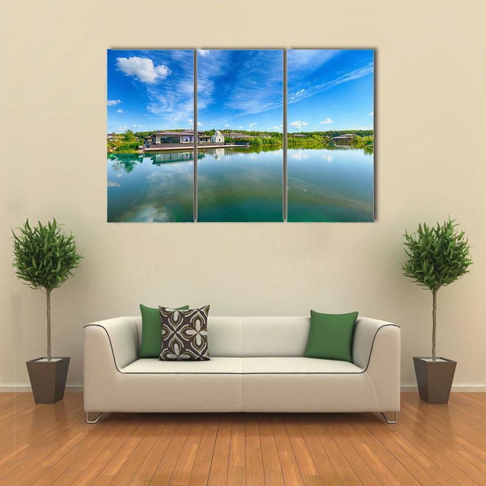 The Lake On A Summer Day Canvas Wall Art-3 Horizontal-Gallery Wrap-37" x 24"-Tiaracle