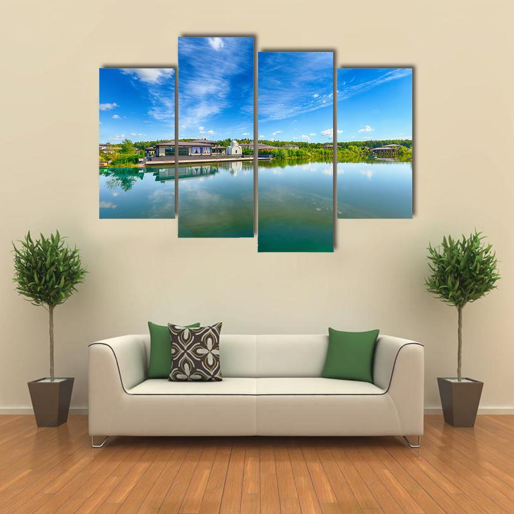 The Lake On A Summer Day Canvas Wall Art-4 Pop-Gallery Wrap-50" x 32"-Tiaracle
