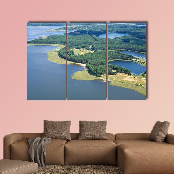 Lake Seliger & Islands Canvas Wall Art-3 Horizontal-Gallery Wrap-37" x 24"-Tiaracle