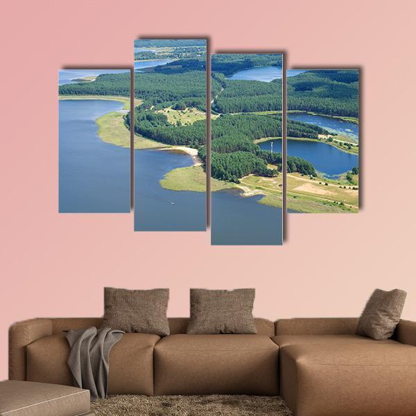 Lake Seliger &amp; Islands Canvas Wall Art-4 Pop-Gallery Wrap-50" x 32"-Tiaracle