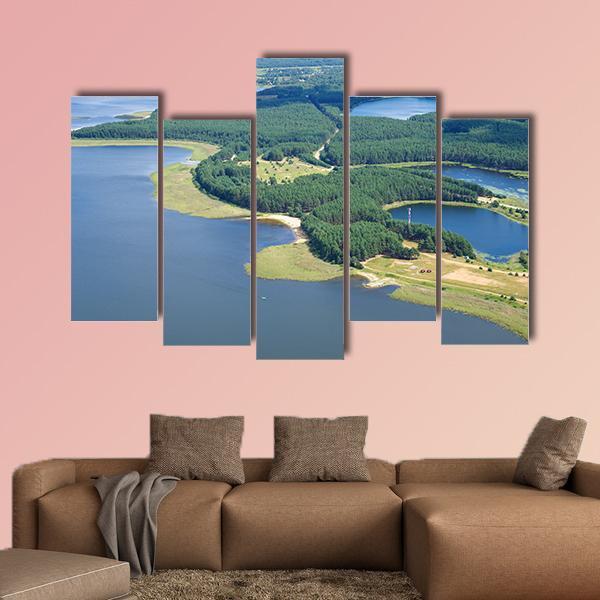 Lake Seliger &amp; Islands Canvas Wall Art-5 Pop-Gallery Wrap-47" x 32"-Tiaracle