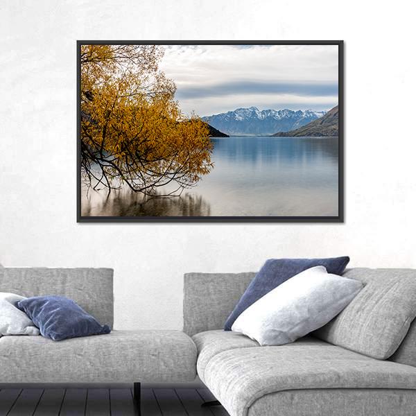 The Lake Wakatipu Canvas Wall Art-1 Piece-Floating Frame-24" x 16"-Tiaracle