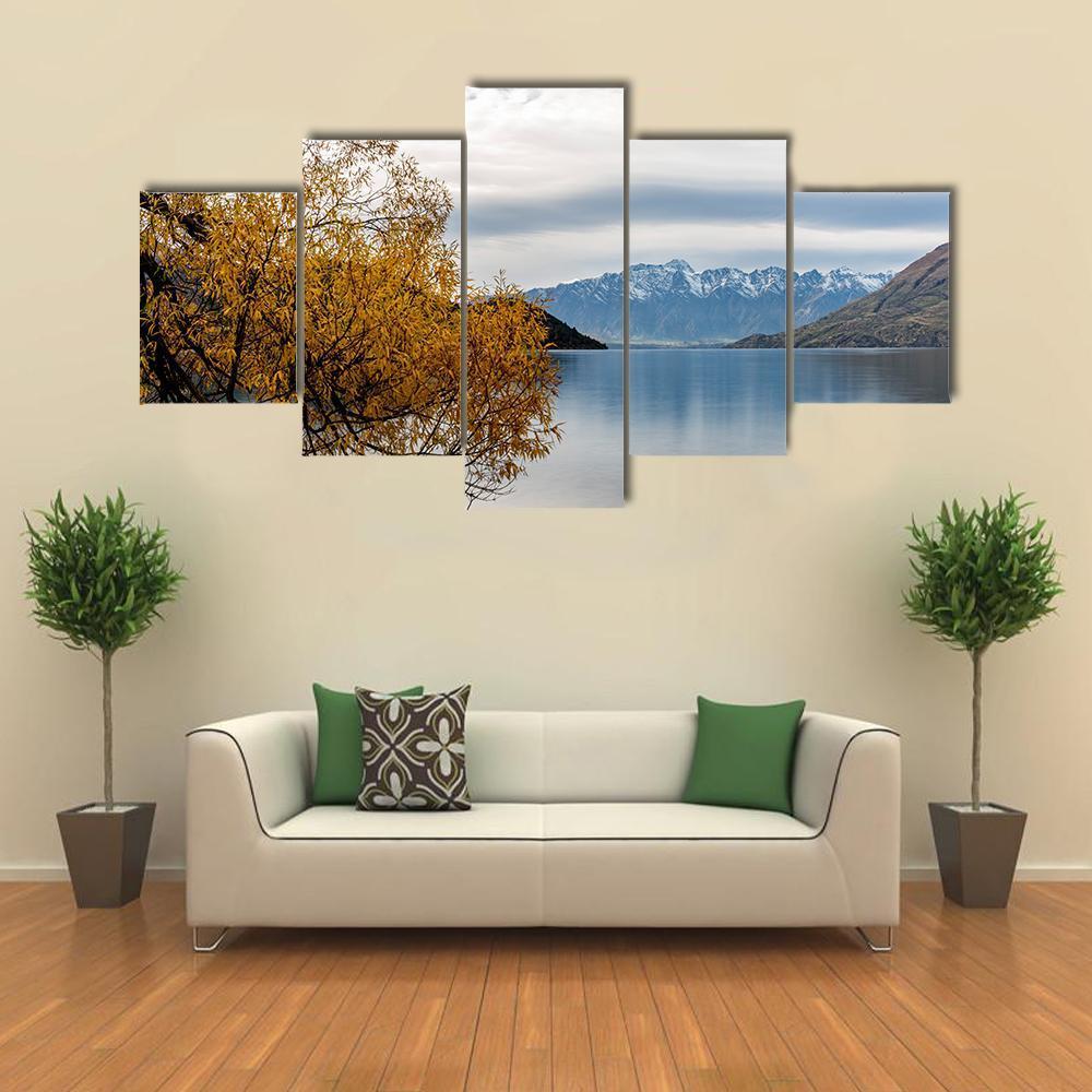 The Lake Wakatipu Canvas Wall Art-5 Star-Gallery Wrap-62" x 32"-Tiaracle