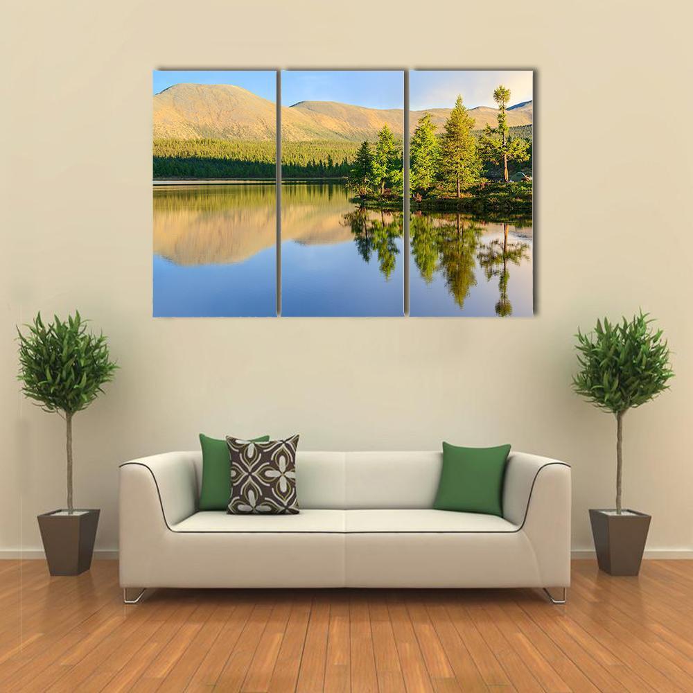 Scenic Mountain Lake In Summer Canvas Wall Art-3 Horizontal-Gallery Wrap-37" x 24"-Tiaracle