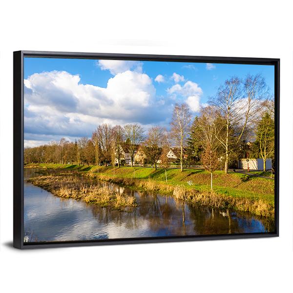 The Leine River Gottingen Canvas Wall Art-3 Horizontal-Gallery Wrap-25" x 16"-Tiaracle