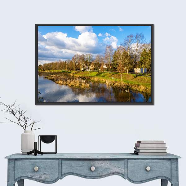 The Leine River Gottingen Canvas Wall Art-3 Horizontal-Gallery Wrap-25" x 16"-Tiaracle