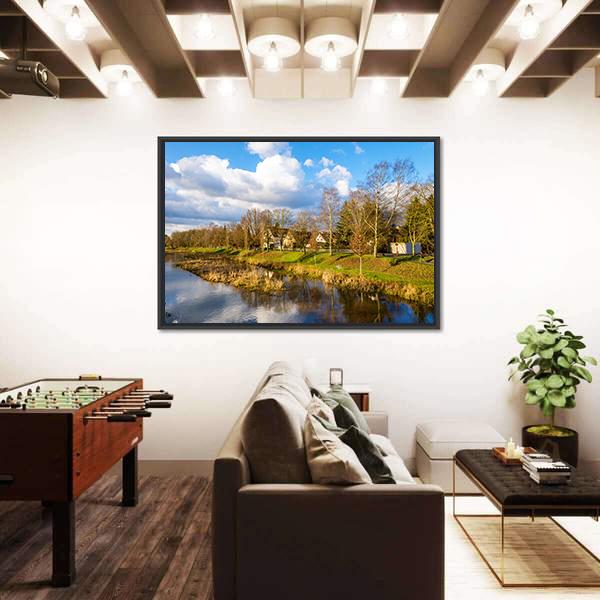 The Leine River Gottingen Canvas Wall Art-3 Horizontal-Gallery Wrap-25" x 16"-Tiaracle