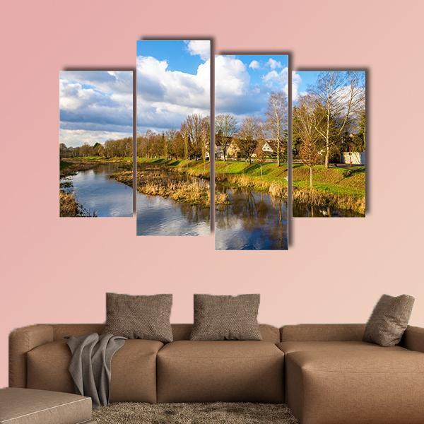 The Leine River Gottingen Canvas Wall Art-4 Pop-Gallery Wrap-50" x 32"-Tiaracle