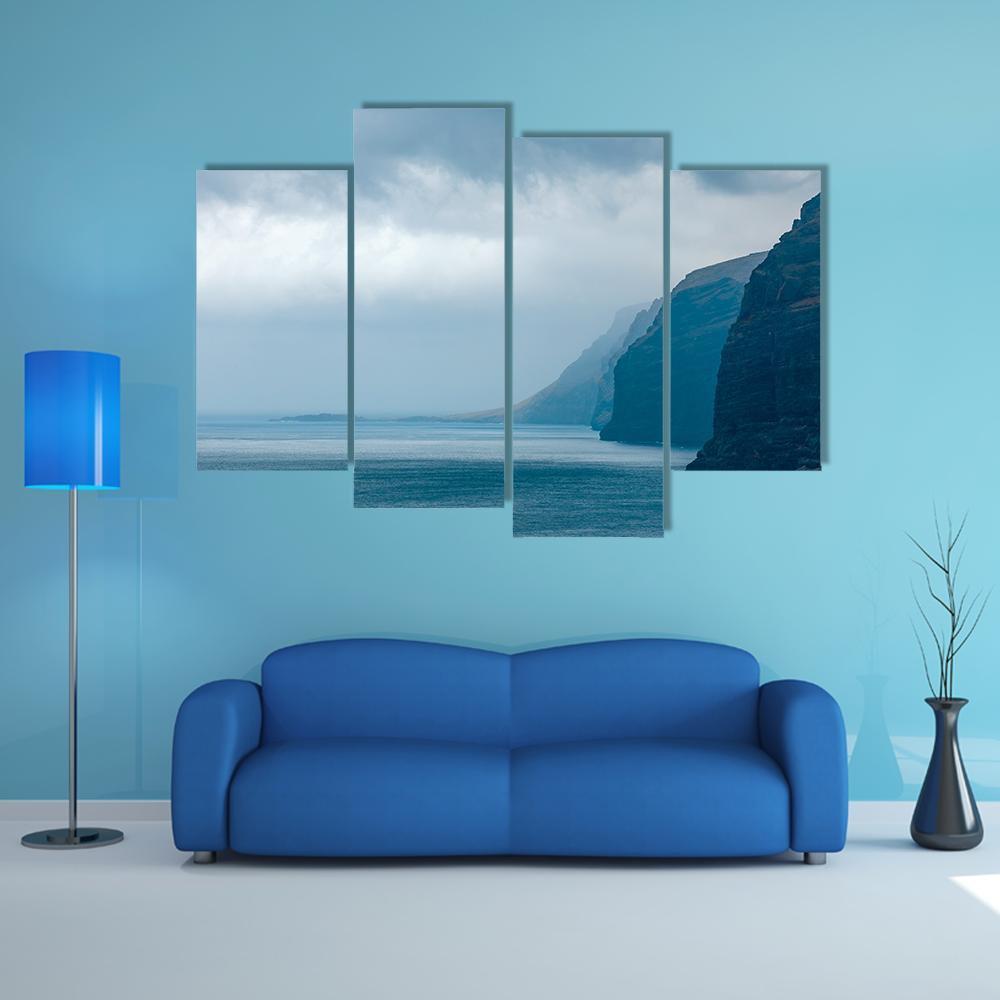 Cloudy Cliffs Of Los Gigantes Canvas Wall Art-4 Pop-Gallery Wrap-50" x 32"-Tiaracle