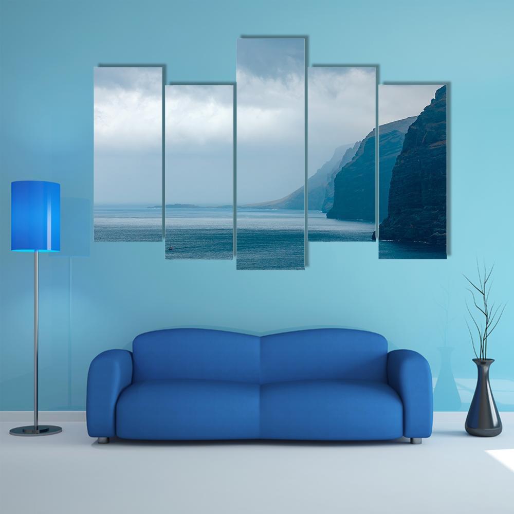 Cloudy Cliffs Of Los Gigantes Canvas Wall Art-5 Pop-Gallery Wrap-47" x 32"-Tiaracle