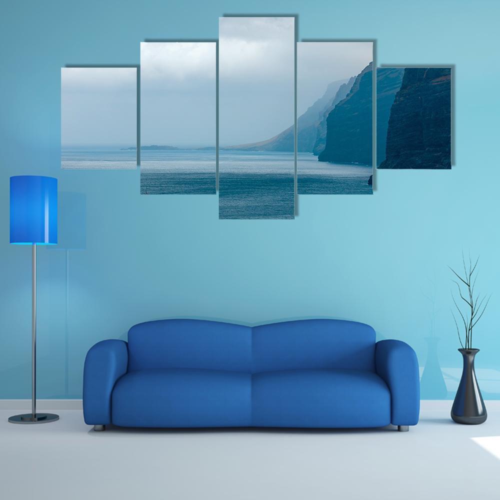 Cloudy Cliffs Of Los Gigantes Canvas Wall Art-5 Star-Gallery Wrap-62" x 32"-Tiaracle