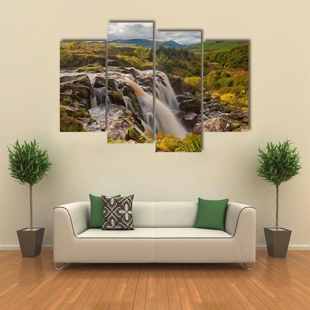 Loup Of Fintry Waterfall Canvas Wall Art-4 Pop-Gallery Wrap-50" x 32"-Tiaracle